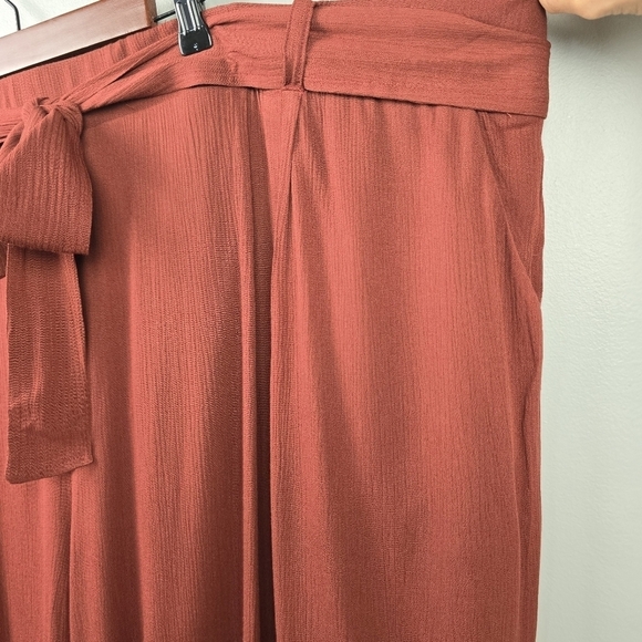 TORRID Crop Flowy‎ Wide Leg Gauze Mid-Rise Tie-Front Pants Brown Womens Sz 6X - Picture 7 of 14